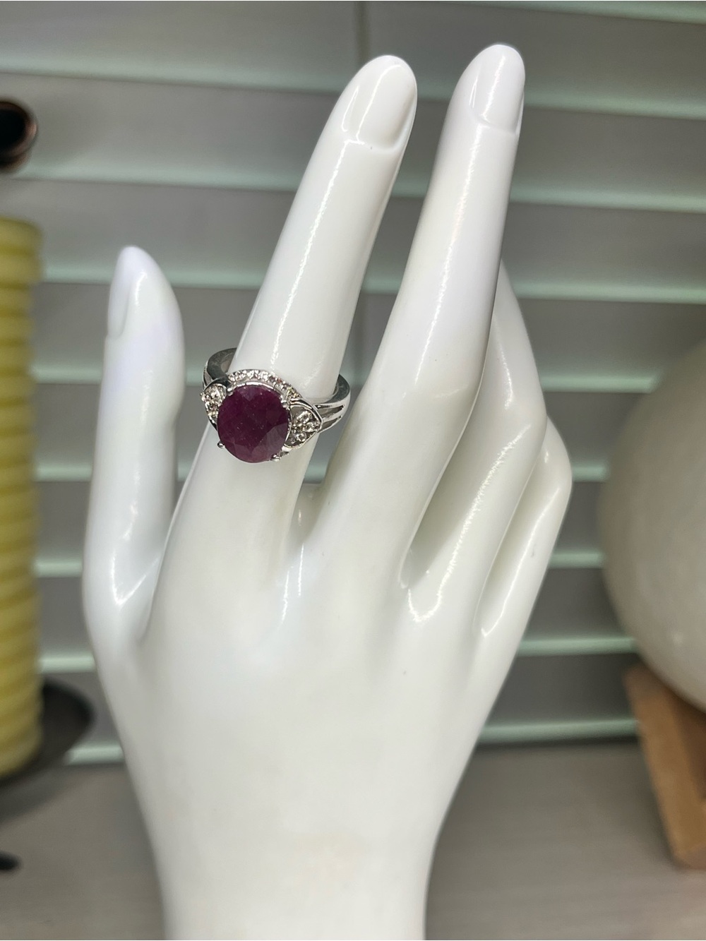 Sterling Silver Ruby Center Halo Ring